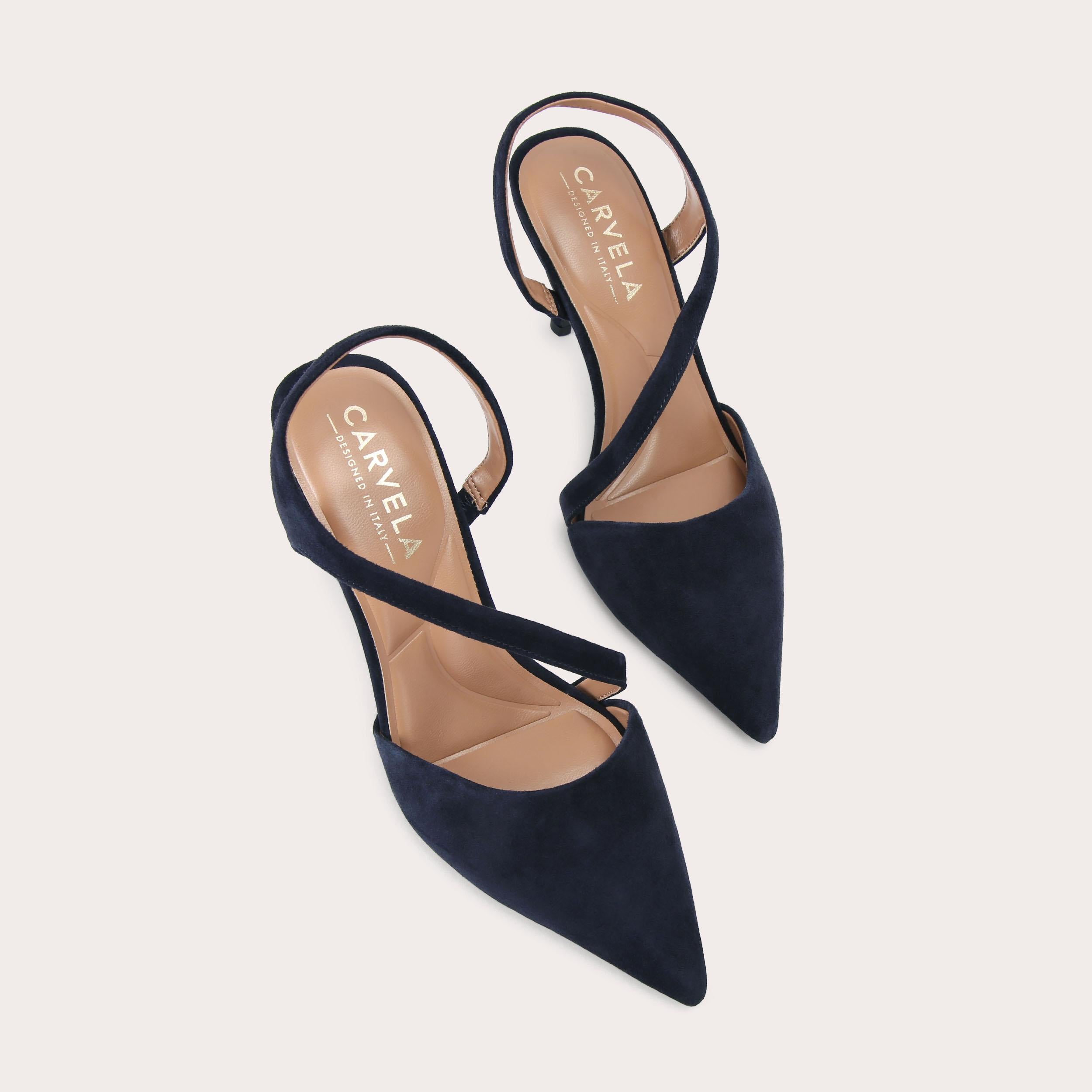 Symmetry Court — Navy Suede Heel, view 4