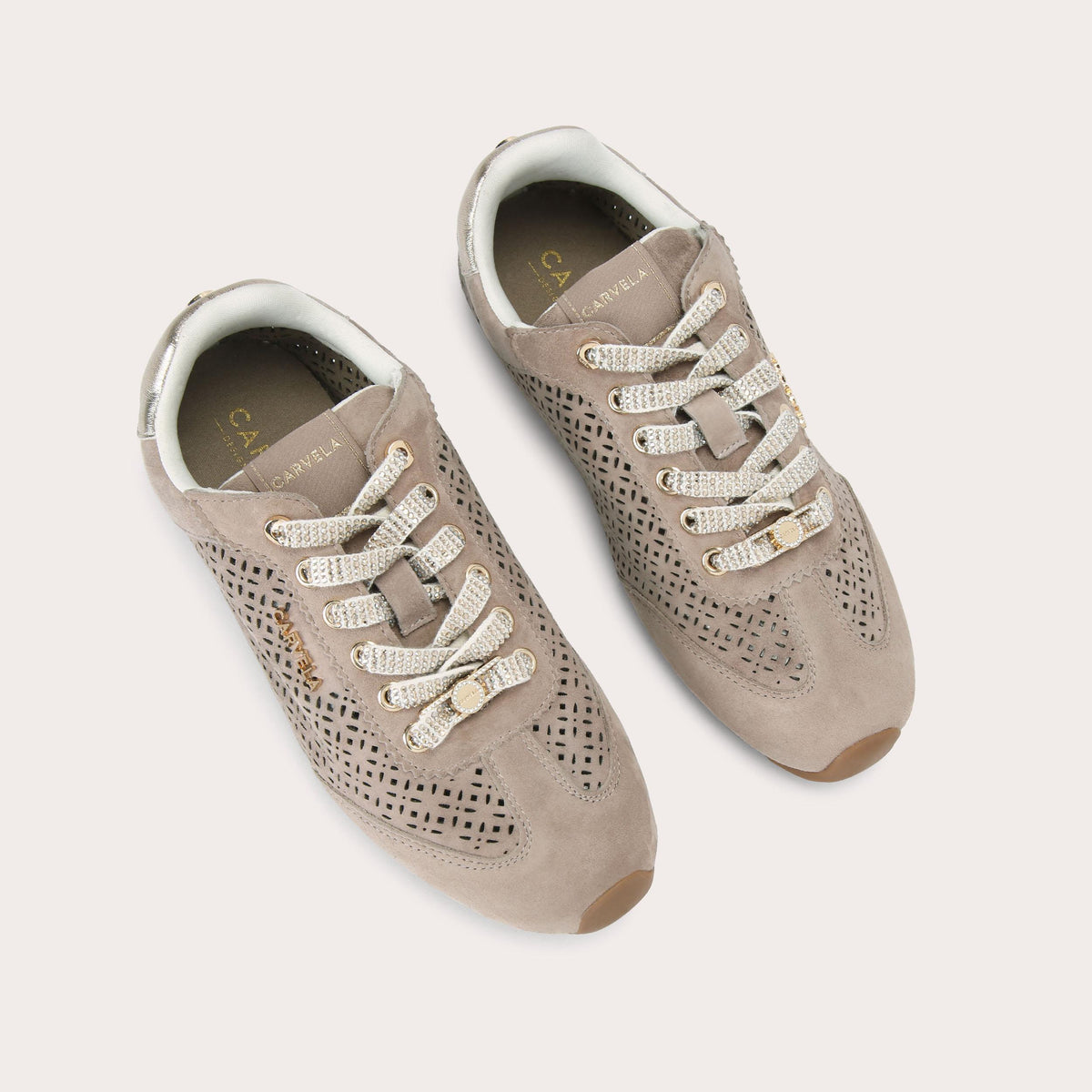 Tivoli Laser — Taupe Suede Trainer, view 4