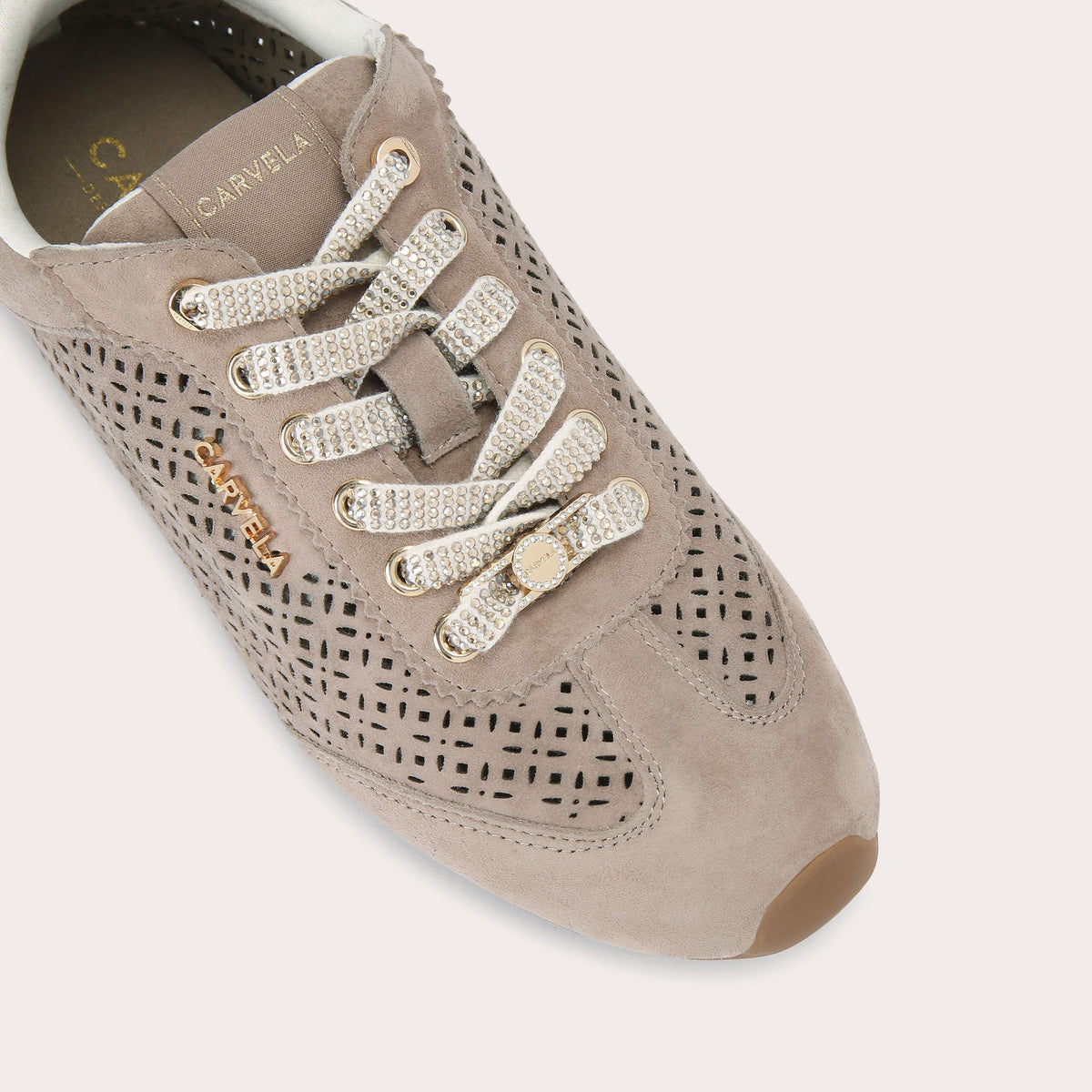 Tivoli Laser — Taupe Suede Trainer, view 5
