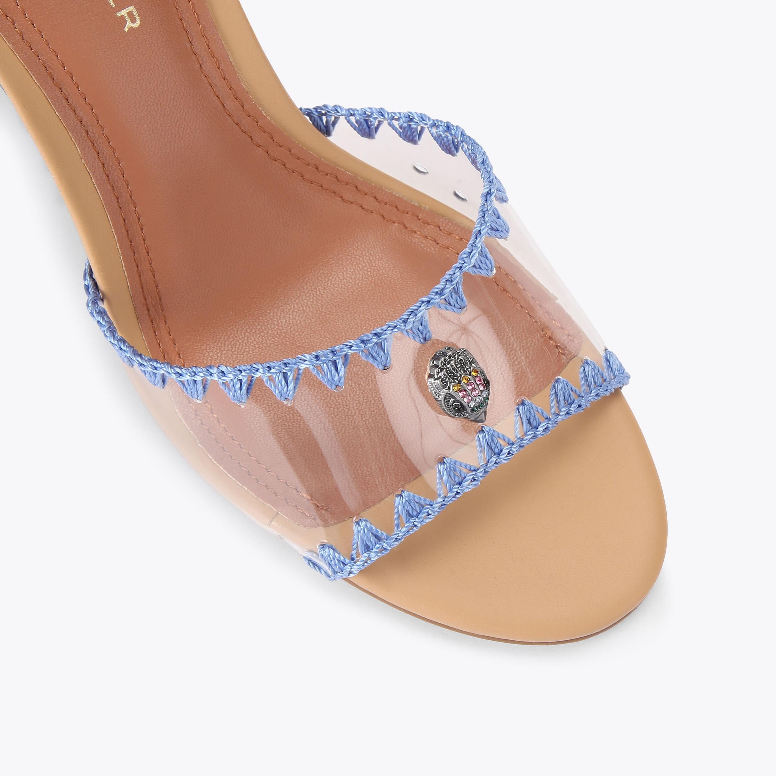 Vinyl Scarf Heel — Blue Pale Combination Sandal, view 4