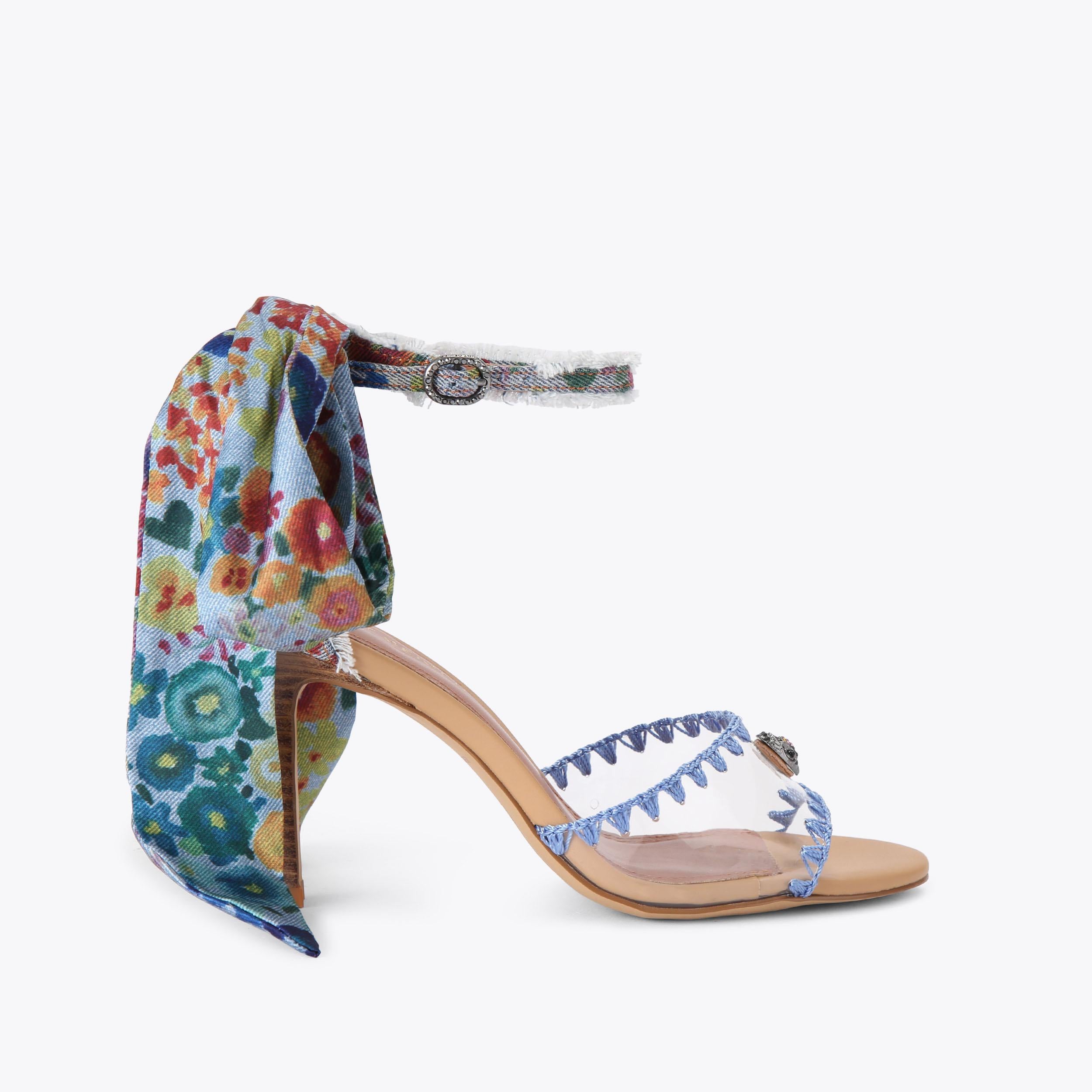 Vinyl Scarf Heel — Blue Pale Combination Sandal, side profile