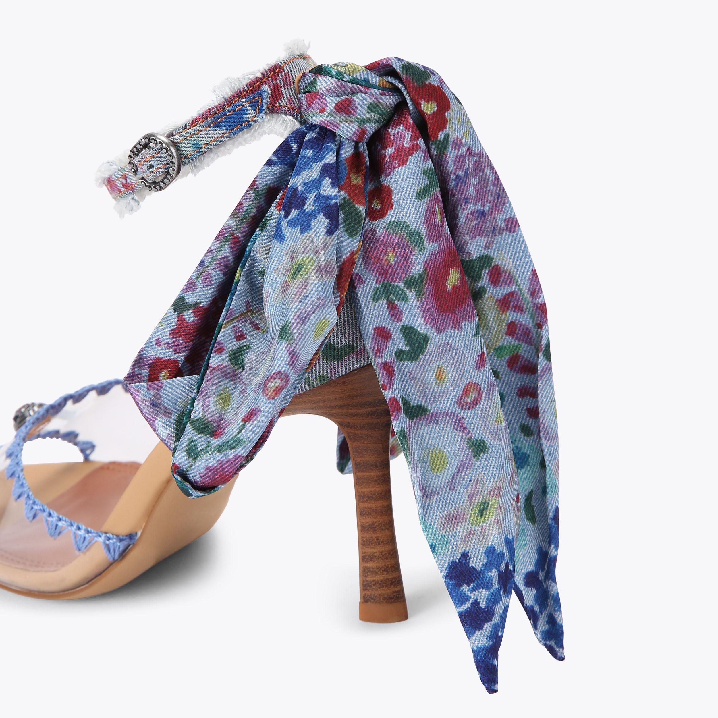 Vinyl Scarf Heel — Blue Pale Combination Sandal, detail