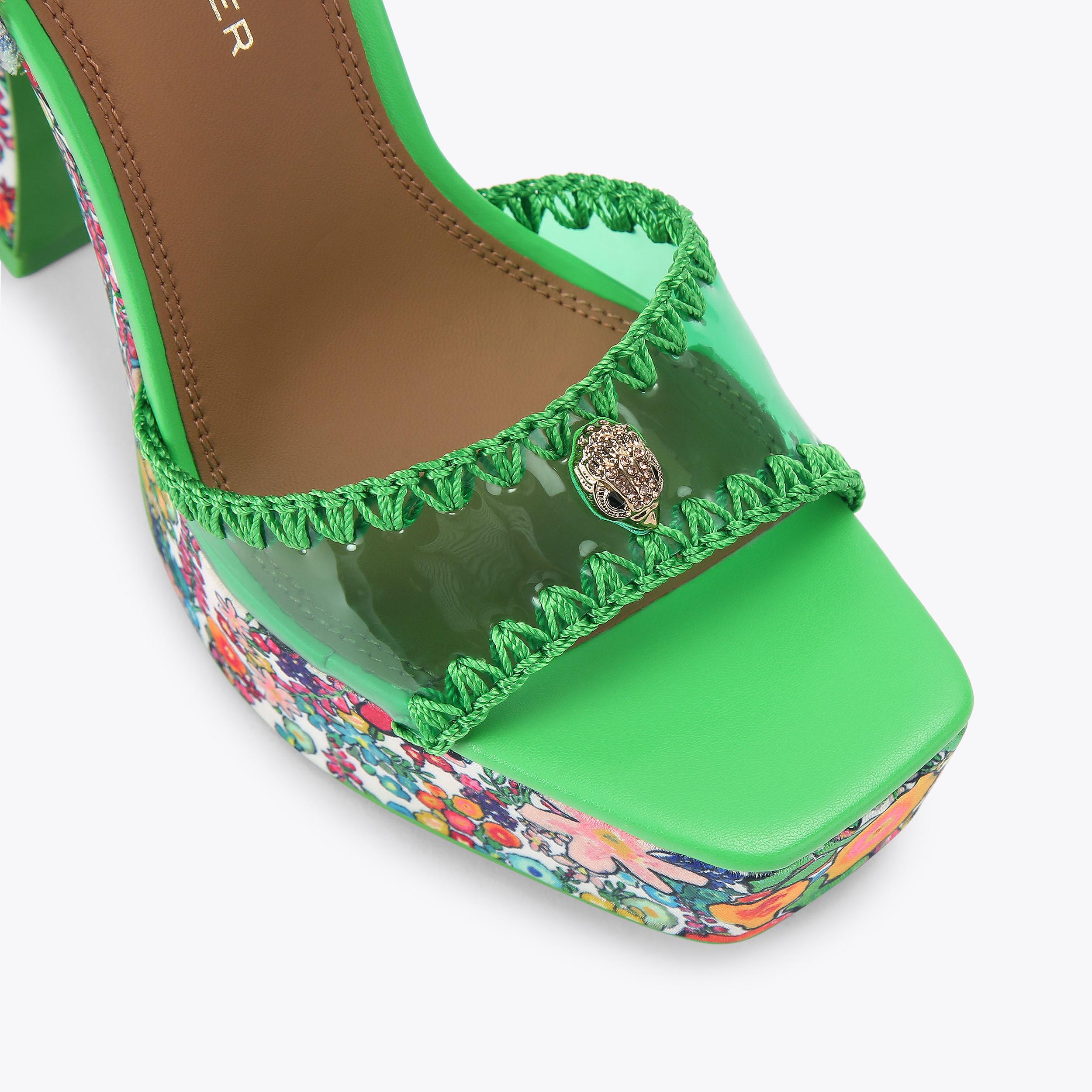 Vinyl Tie Platform — Multi Watercolour Print Sandal, view 5