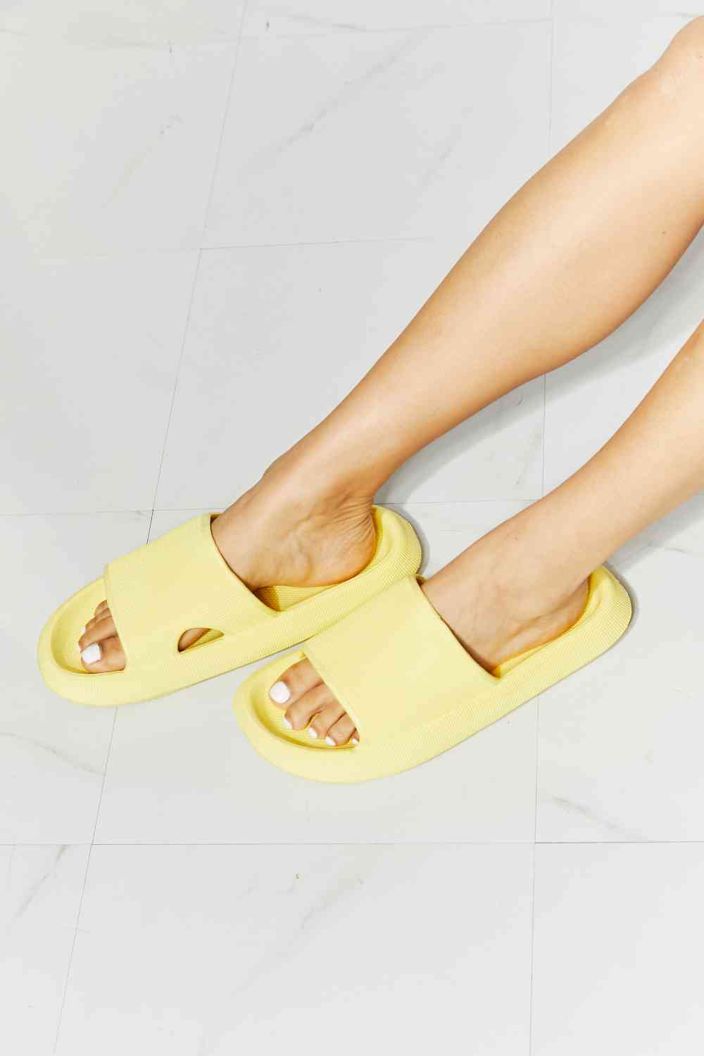 Yellow Open Toe Slides