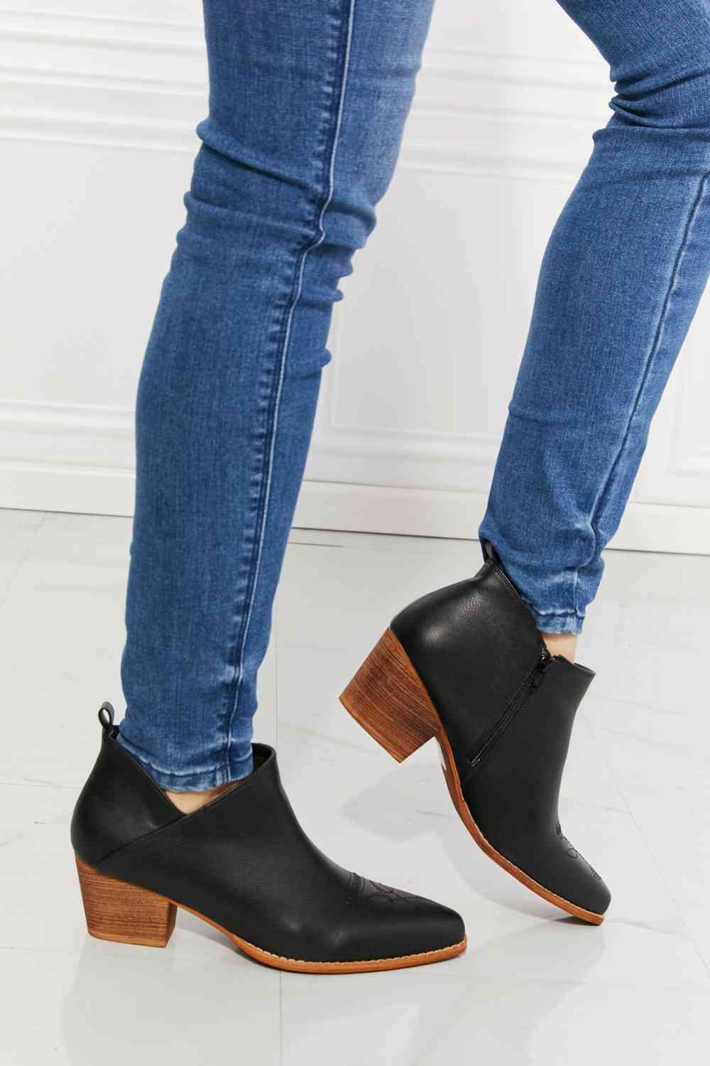 Black Crossover Cowboy Bootie