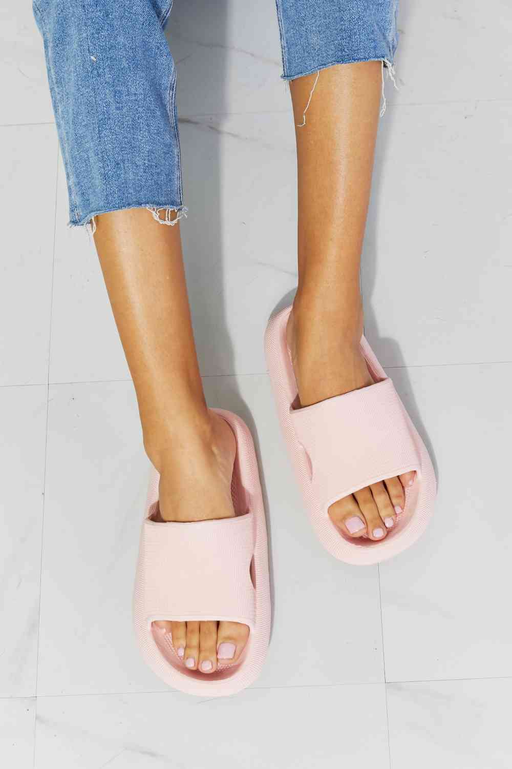 Pink Open Toe Slides