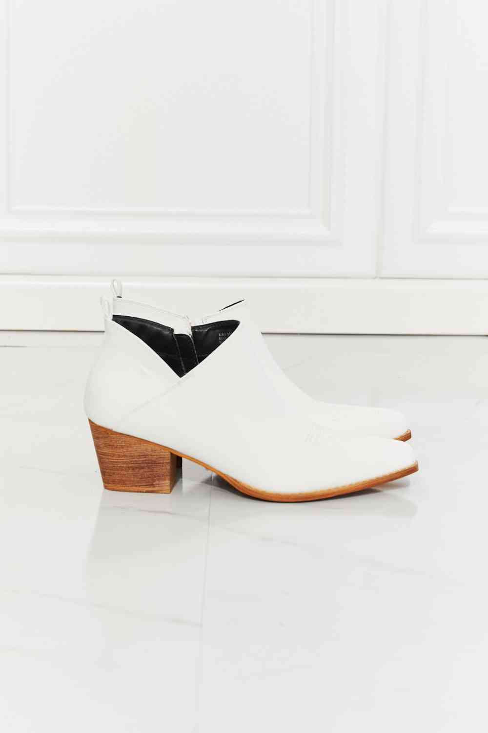White Crossover Cowboy Bootie