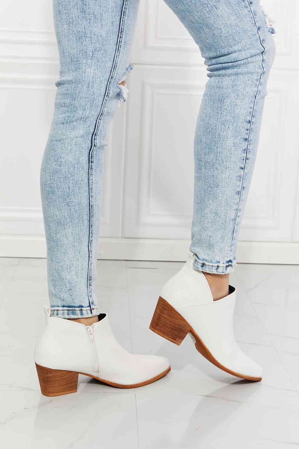 White Crossover Cowboy Bootie